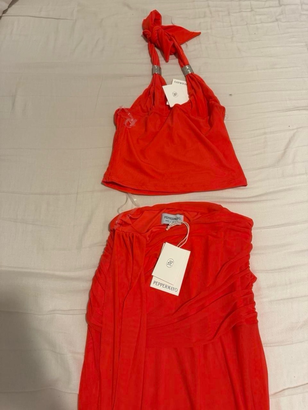 Peppermayo Sunburst Halter Maxi Dress in Bright Orange - Picture 3 of 3